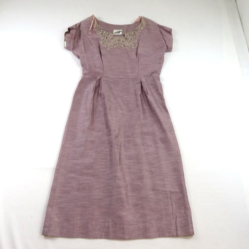Ann Kauffman Taffeta Cocktail Sleeveless Purple Dress Metal Side Zipper